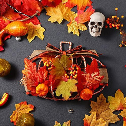 3 Pcs 10 X 7.3 Inches Autumn Pumpkin Shaped Metal Wreath Form Thanksgiving Wire Floral Frame Halloween 3D Pumpkin Wreath Indoor Outdoor Garden Porch Kitchen DIY Craft Decorations