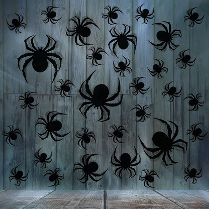60 PCS Halloween Wall Decorations DIY Party Supplies 3D Plastic Spider Decoration Stickers, Indoor Outdoor Scary Spider Halloween Decor for Home Wall Window