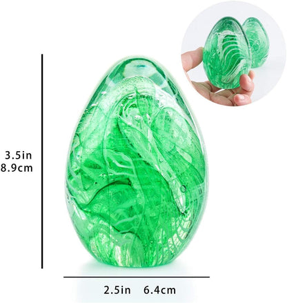 Crystal Blessings Paperweight Easter Eggs Blown Glass Art Figurine Collectibles Desk Decor (Green)